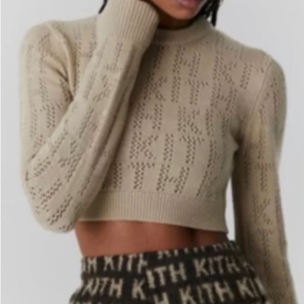 Kith Women's Beige Turtleneck Cropped Sweater